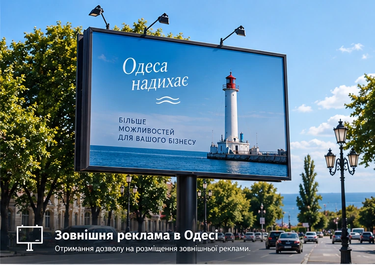 Пример конструкции наружной рекламы в Одессе